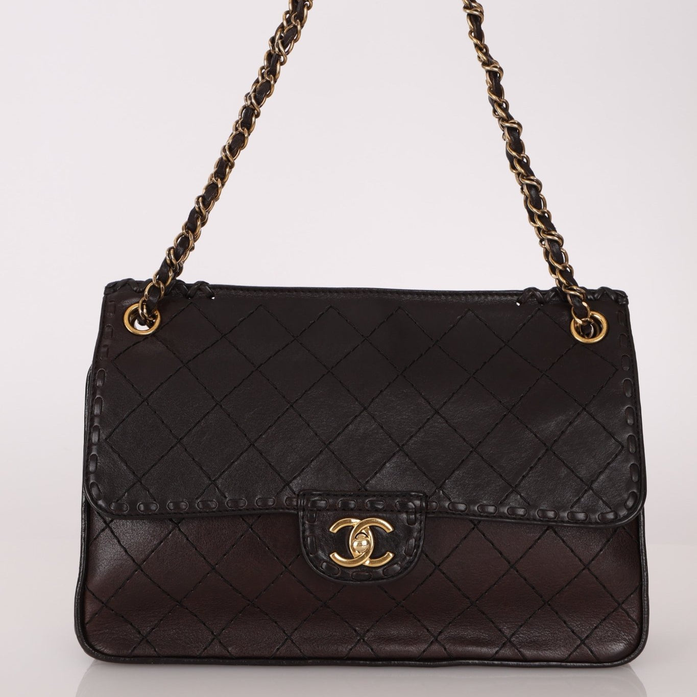 Chanel 2014 Chocolate Paris - Edinburgh Calfskin Whipstitch Large Flap - FashioNica