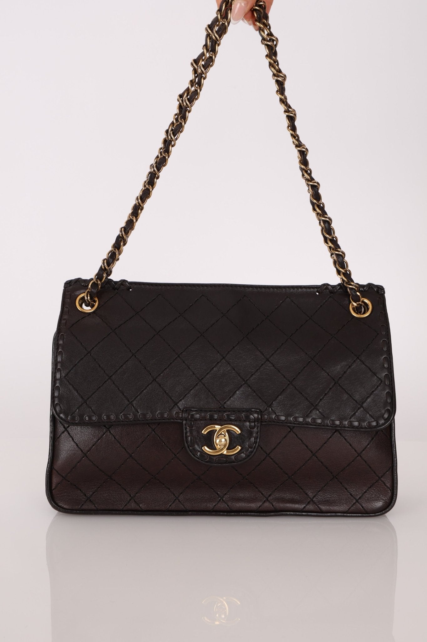 Chanel 2014 Chocolate Paris - Edinburgh Calfskin Whipstitch Large Flap - FashioNica