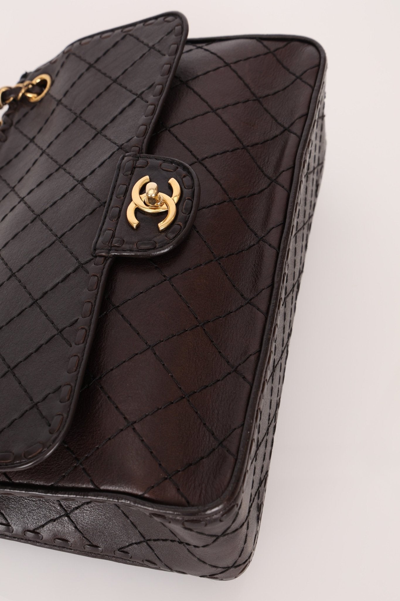 Chanel 2014 Chocolate Paris - Edinburgh Calfskin Whipstitch Large Flap - FashioNica