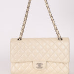 Chanel 2014 Iridescent Ivory Caviar Medium Classic Double Flap - FashioNica