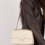 Chanel 2014 Iridescent Ivory Caviar Medium Classic Double Flap - FashioNica