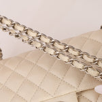 Chanel 2014 Iridescent Ivory Caviar Medium Classic Double Flap - FashioNica