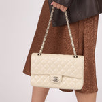 Chanel 2014 Iridescent Ivory Caviar Medium Classic Double Flap - FashioNica