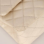 Chanel 2014 Iridescent Ivory Caviar Medium Classic Double Flap - FashioNica