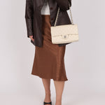 Chanel 2014 Iridescent Ivory Caviar Medium Classic Double Flap - FashioNica