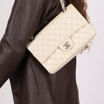 Chanel 2014 Iridescent Ivory Caviar Medium Classic Double Flap - FashioNica