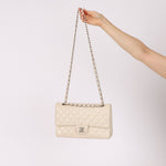 Chanel 2014 Iridescent Ivory Caviar Medium Classic Double Flap - FashioNica