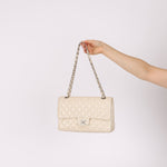 Chanel 2014 Iridescent Ivory Caviar Medium Classic Double Flap - FashioNica