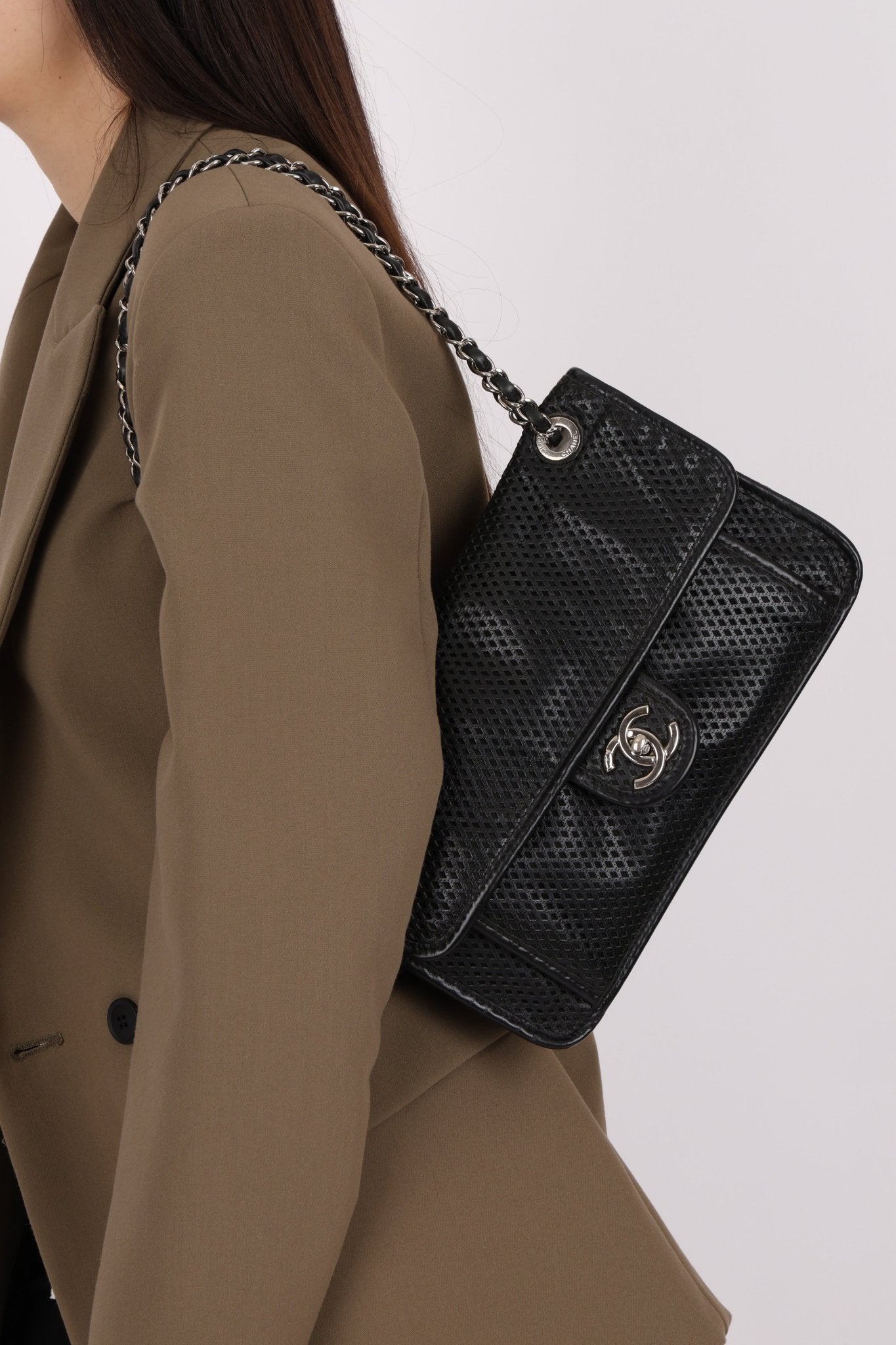 Chanel 2014 Lambskin Perforated Up In The Air Flap Bag - FashioNica