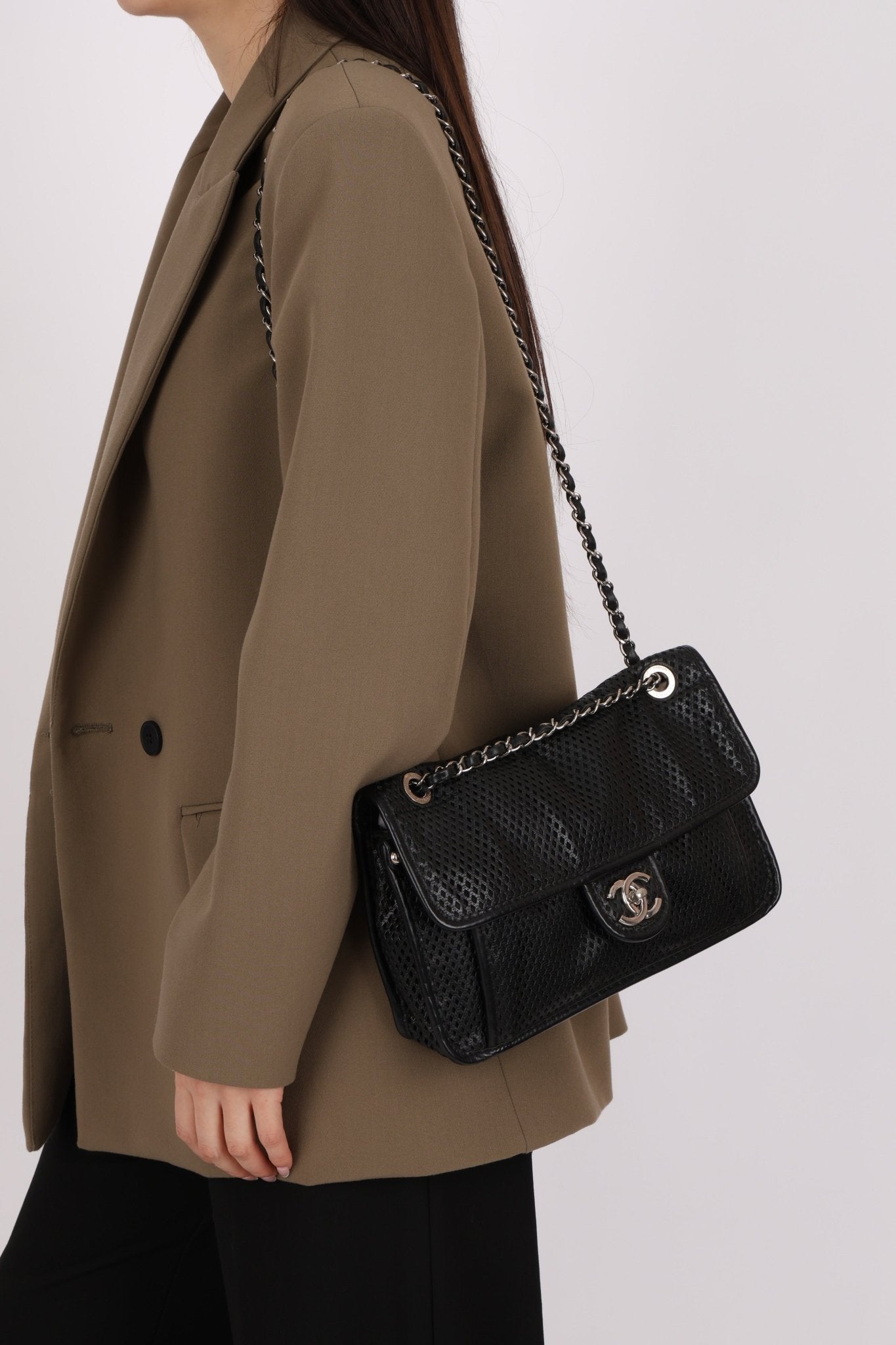 Chanel 2014 Lambskin Perforated Up In The Air Flap Bag - FashioNica