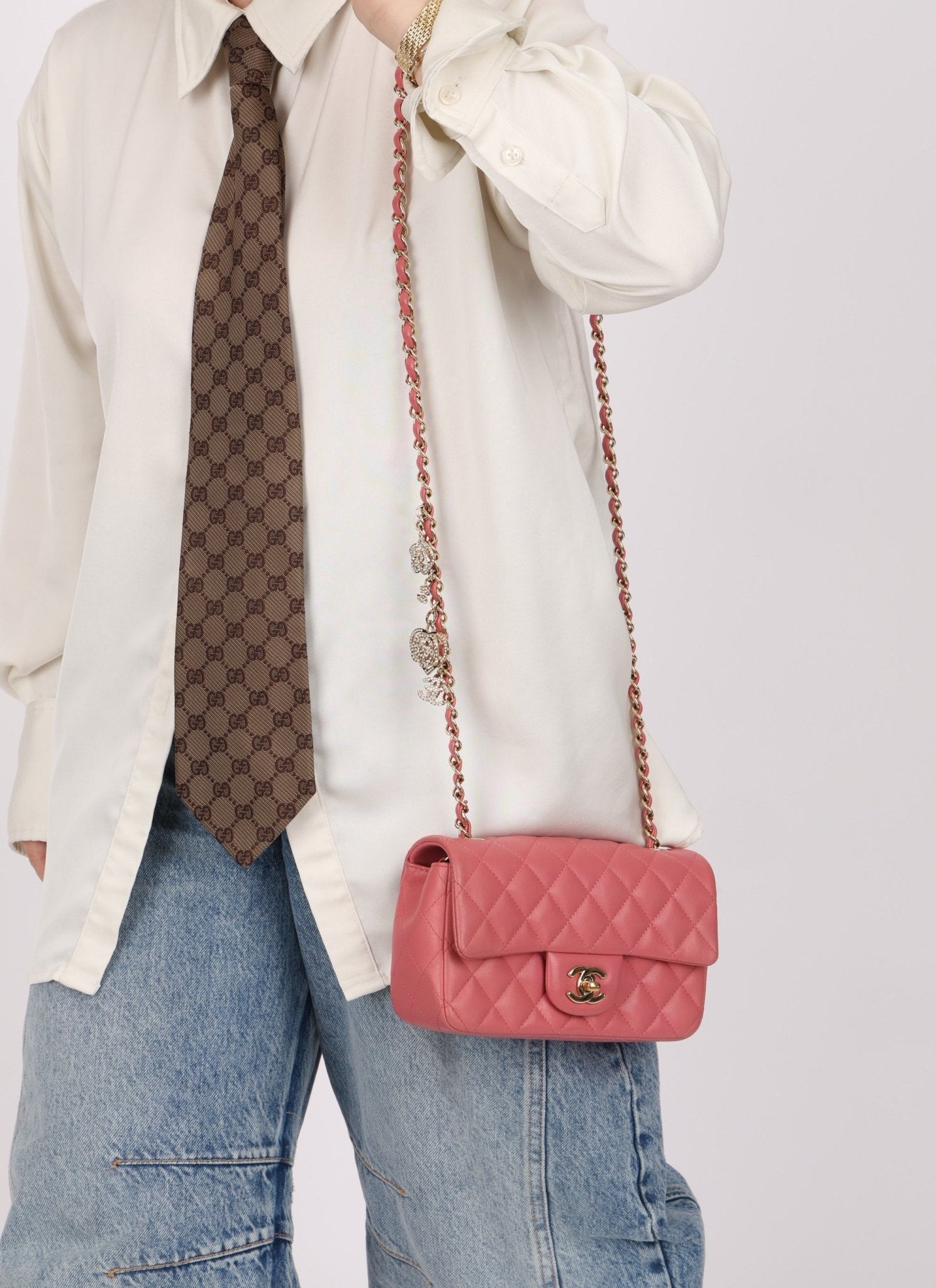 Chanel 2014 Lambskin Valentine Mini Rectangle Charm Flap Bag - FashioNica