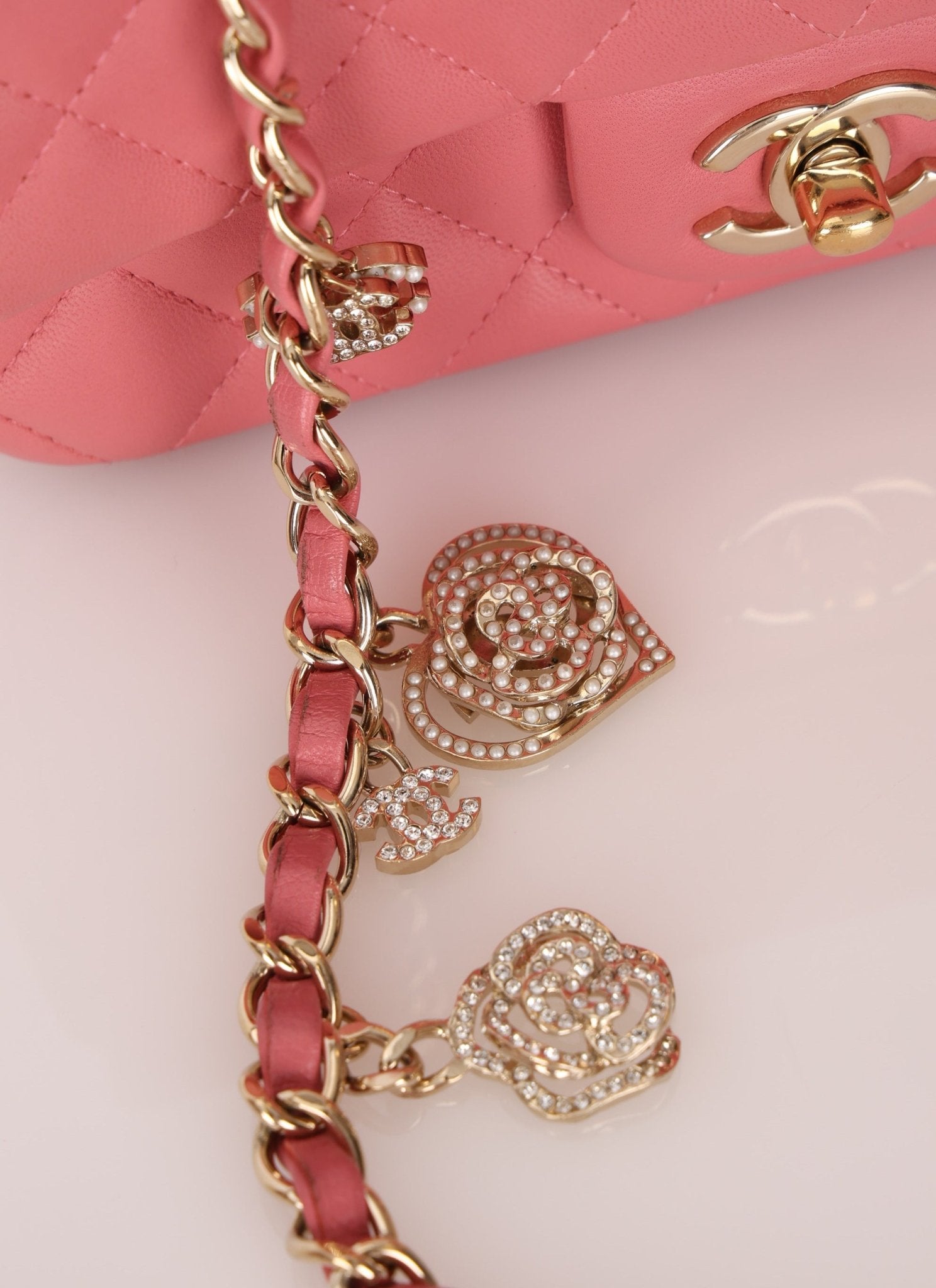 Chanel 2014 Lambskin Valentine Mini Rectangle Charm Flap Bag - FashioNica