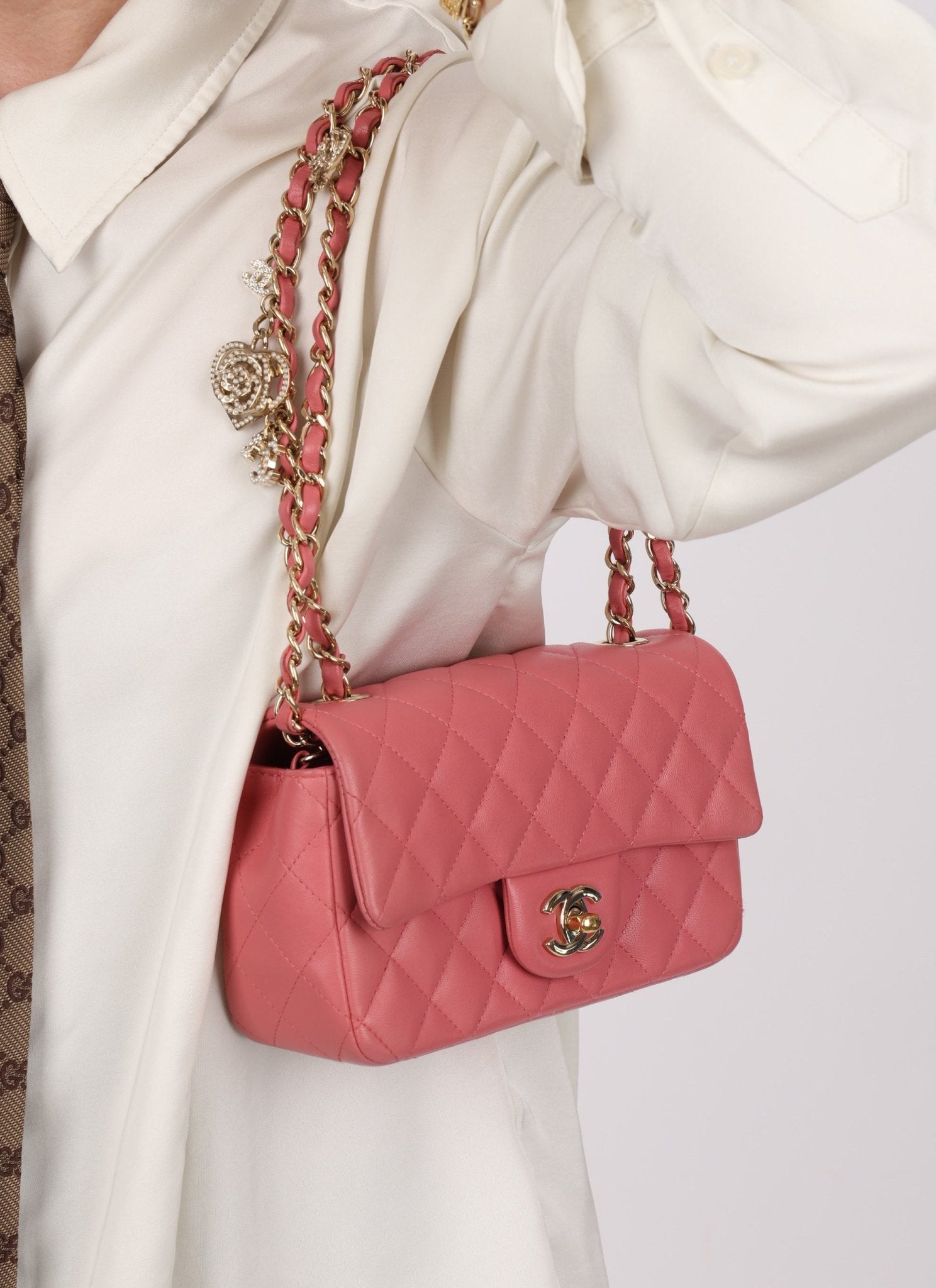 Chanel 2014 Lambskin Valentine Mini Rectangle Charm Flap Bag - FashioNica