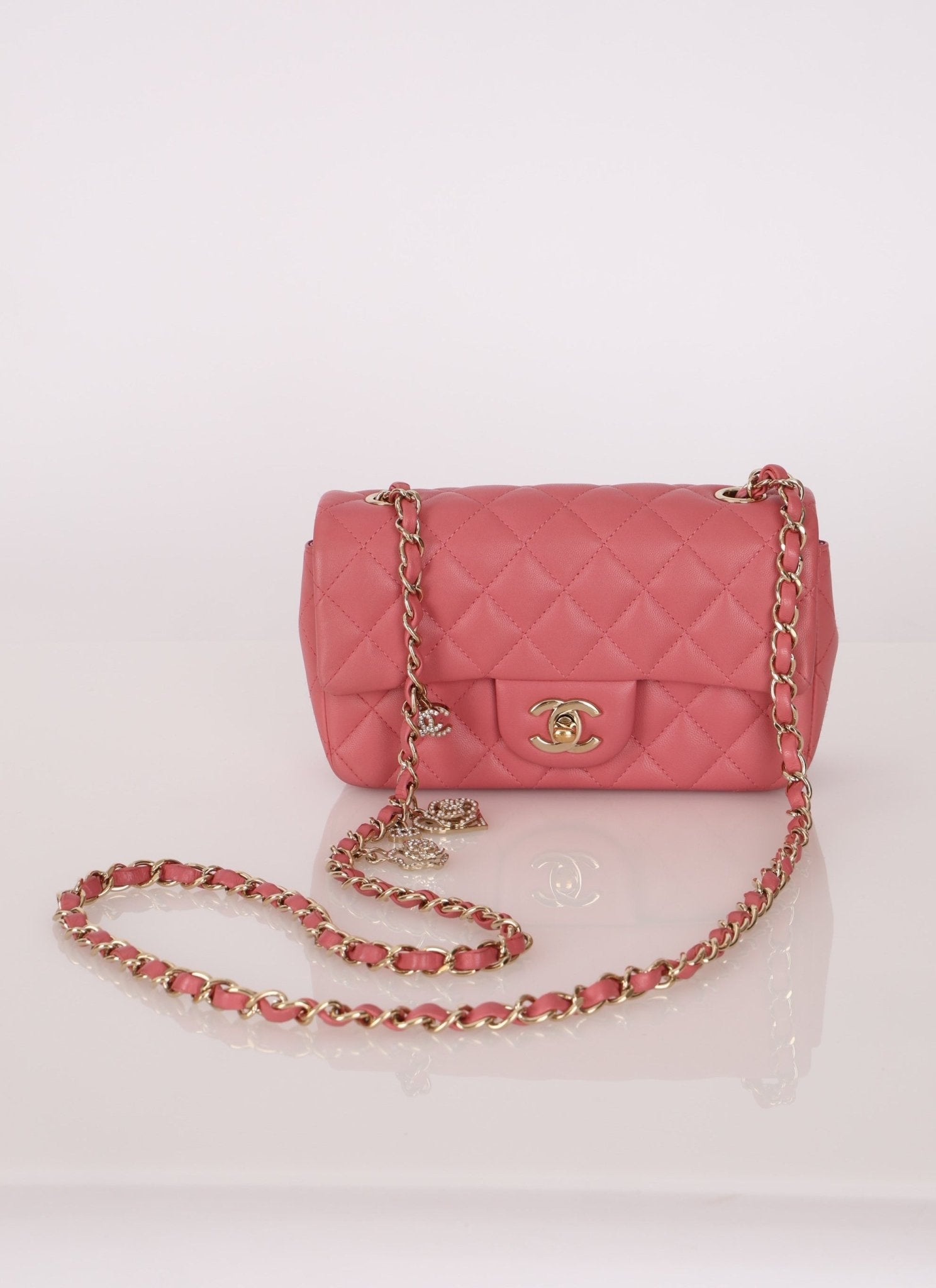 Chanel 2014 Lambskin Valentine Mini Rectangle Charm Flap Bag - FashioNica