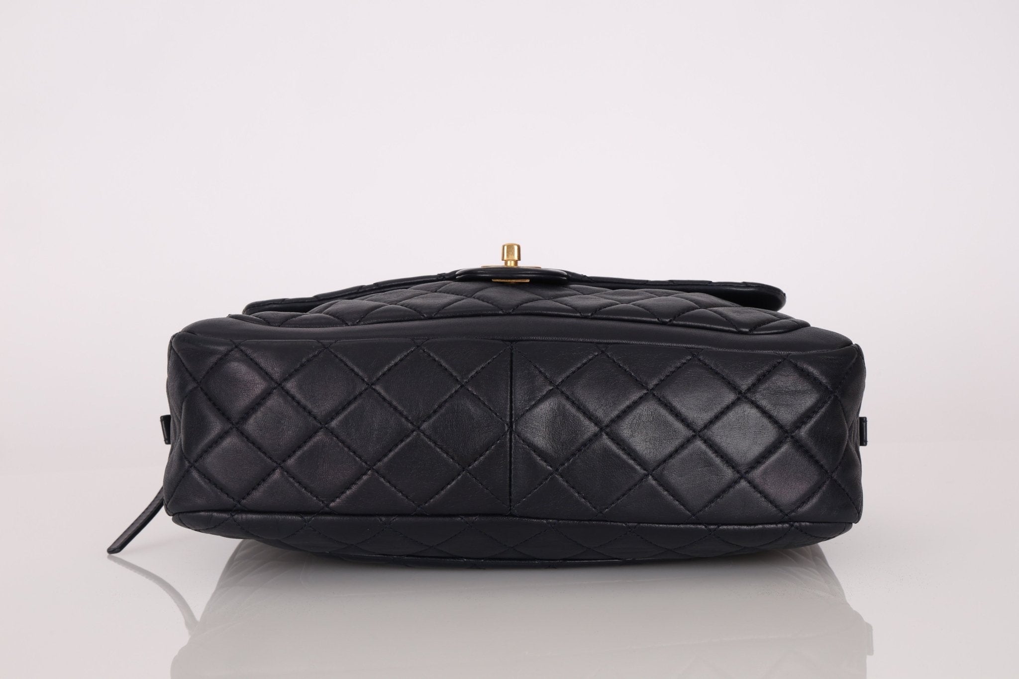 Chanel 2014 Quilted Lambskin Navy Classic Flap Chain Tote - FashioNica