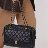 Chanel 2014 Quilted Lambskin Navy Classic Flap Chain Tote - FashioNica