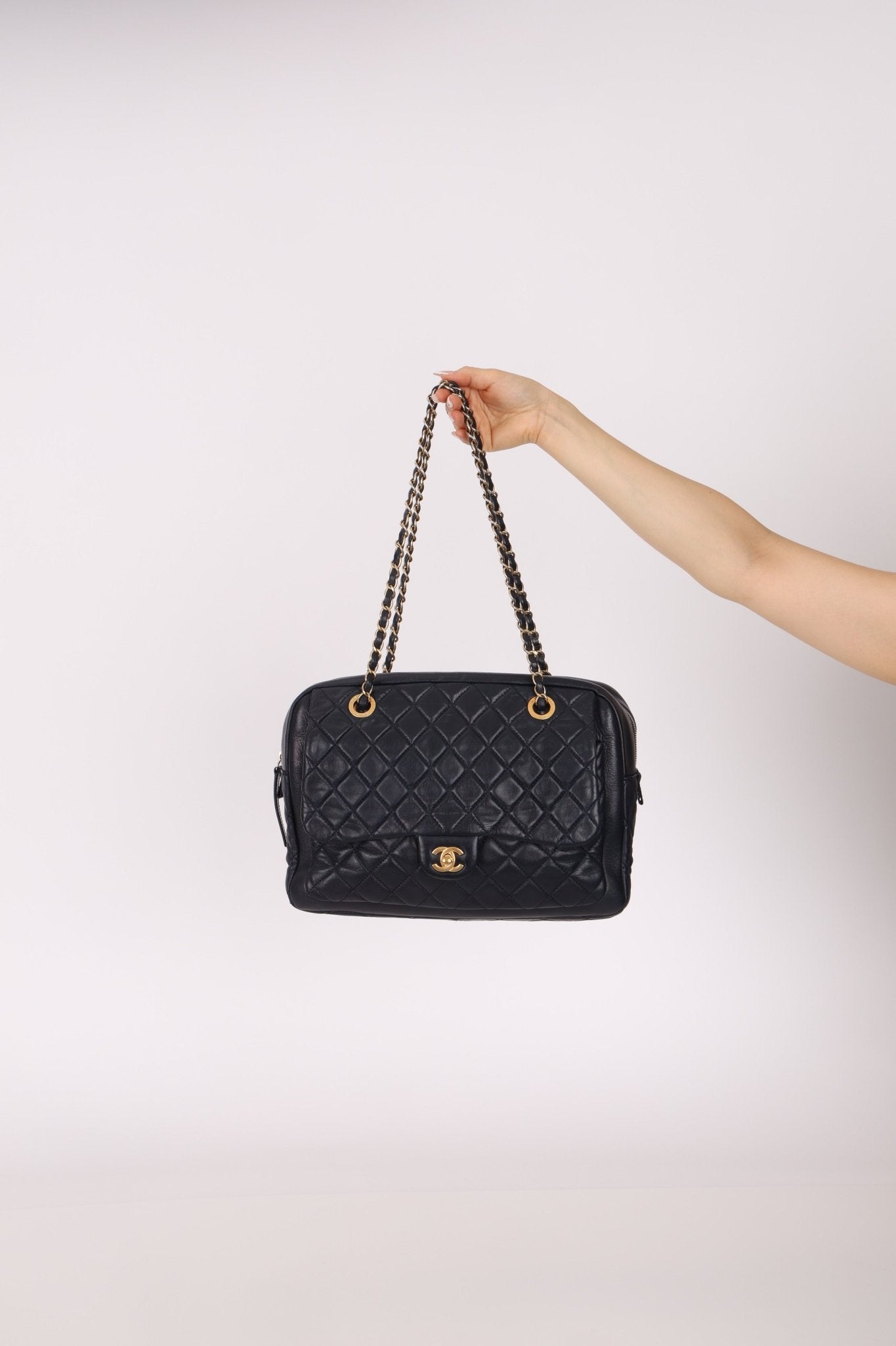 Chanel 2014 Quilted Lambskin Navy Classic Flap Chain Tote - FashioNica