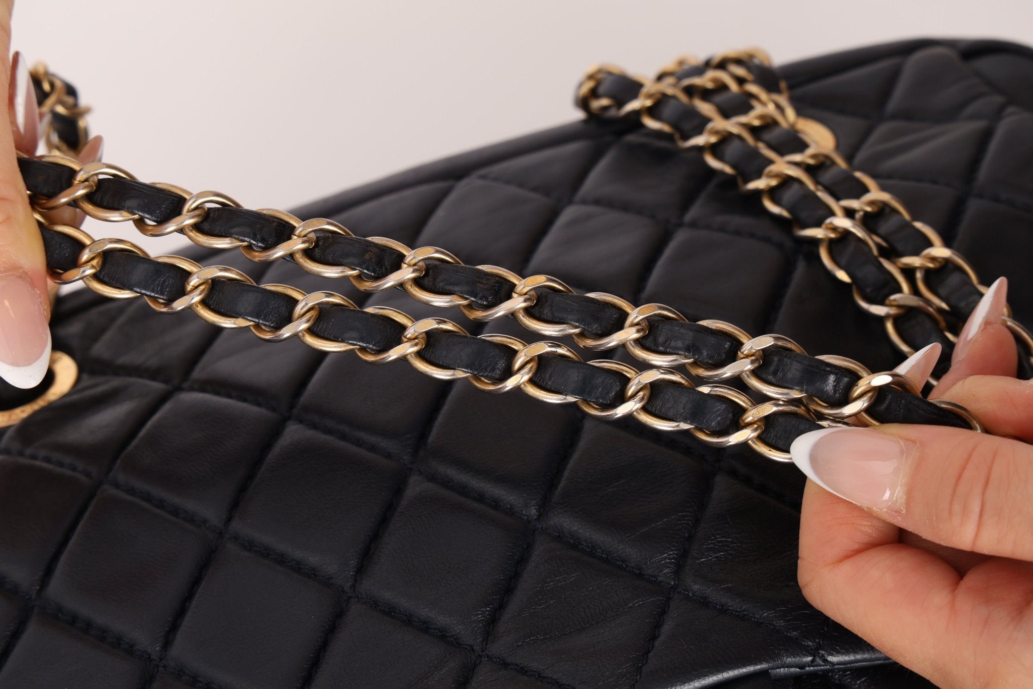 Chanel 2014 Quilted Lambskin Navy Classic Flap Chain Tote - FashioNica