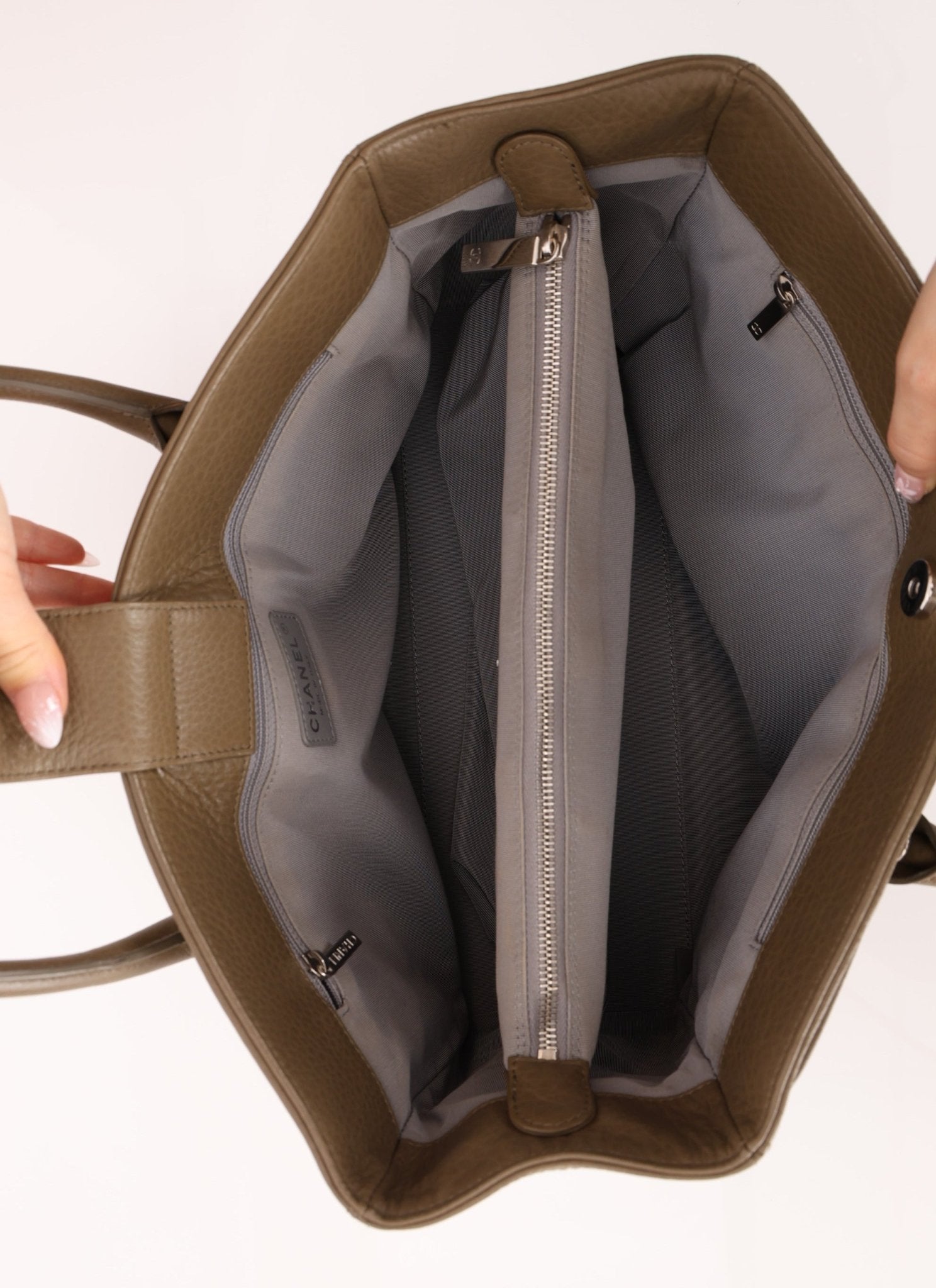 Chanel 2014 Taupe Calfskin Cerf Executive Medium Tote - FashioNica