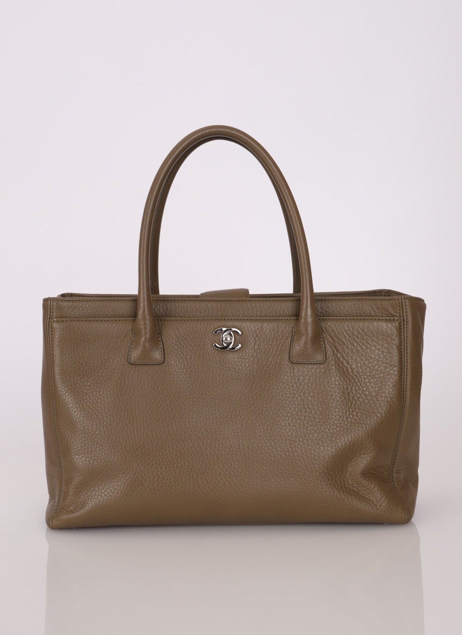 Chanel 2014 Taupe Calfskin Cerf Executive Medium Tote - FashioNica