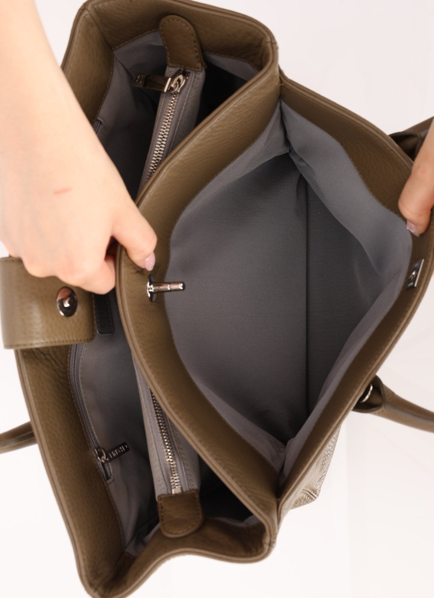 Chanel 2014 Taupe Calfskin Cerf Executive Medium Tote - FashioNica