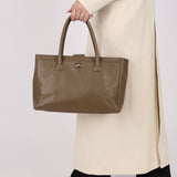 Chanel 2014 Taupe Calfskin Cerf Executive Medium Tote - FashioNica
