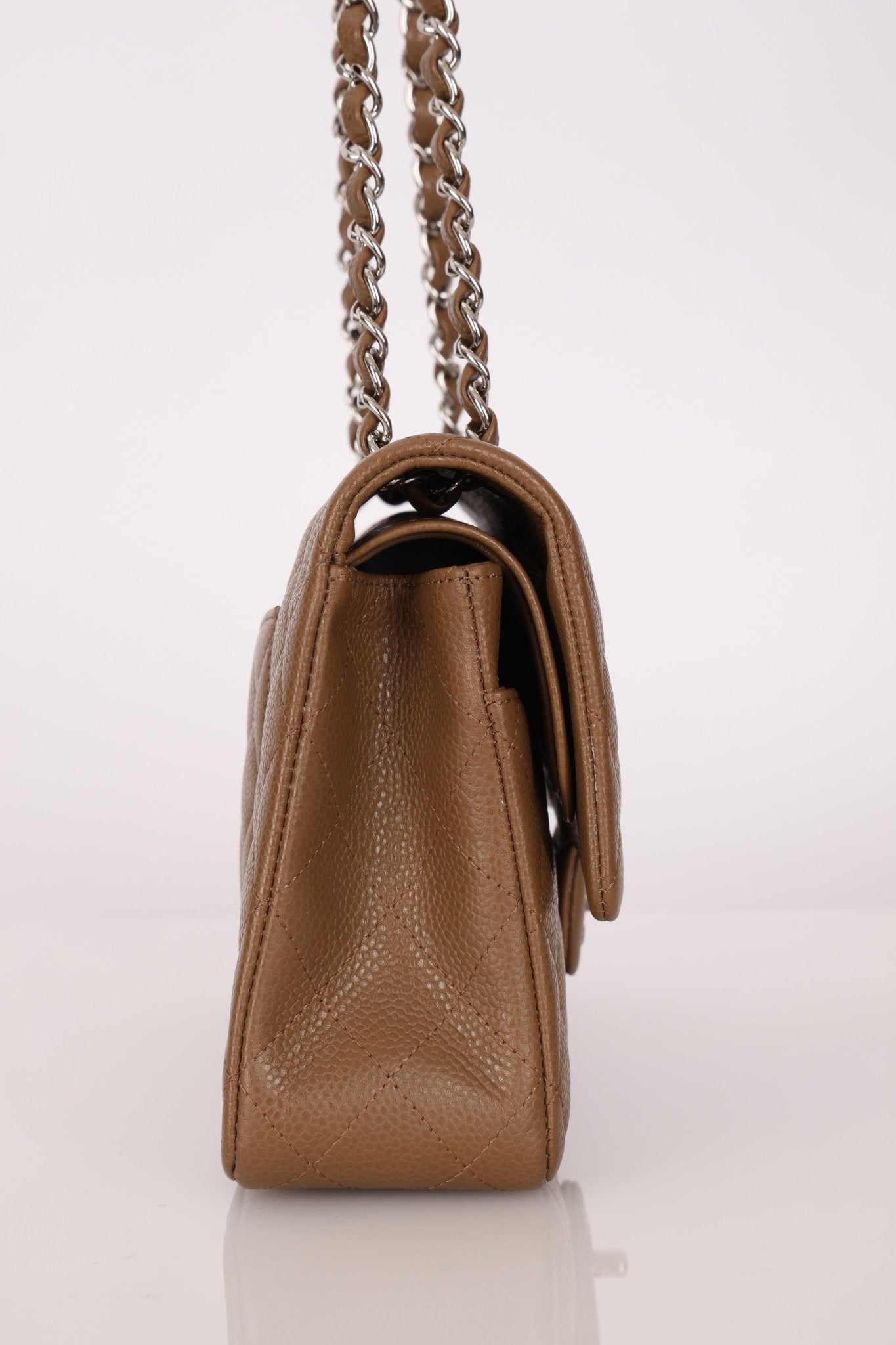 Chanel 2014 Taupe Caviar Medium Classic Double Flap SHW - FashioNica