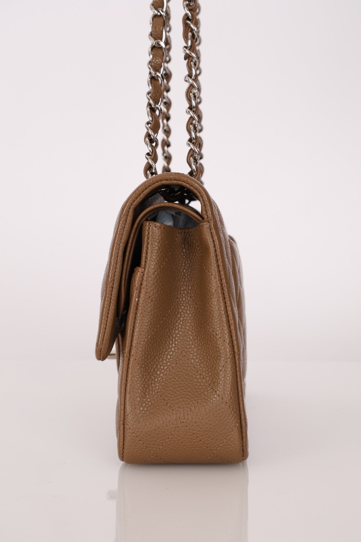 Chanel 2014 Taupe Caviar Medium Classic Double Flap SHW - FashioNica