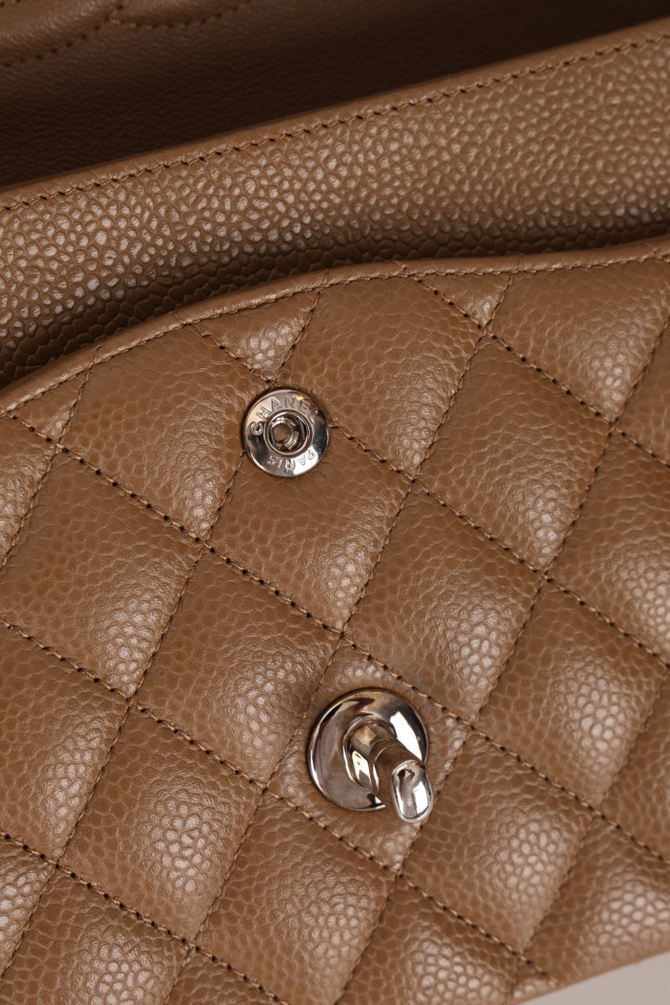 Chanel 2014 Taupe Caviar Medium Classic Double Flap SHW - FashioNica