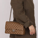 Chanel 2014 Taupe Caviar Medium Classic Double Flap SHW - FashioNica