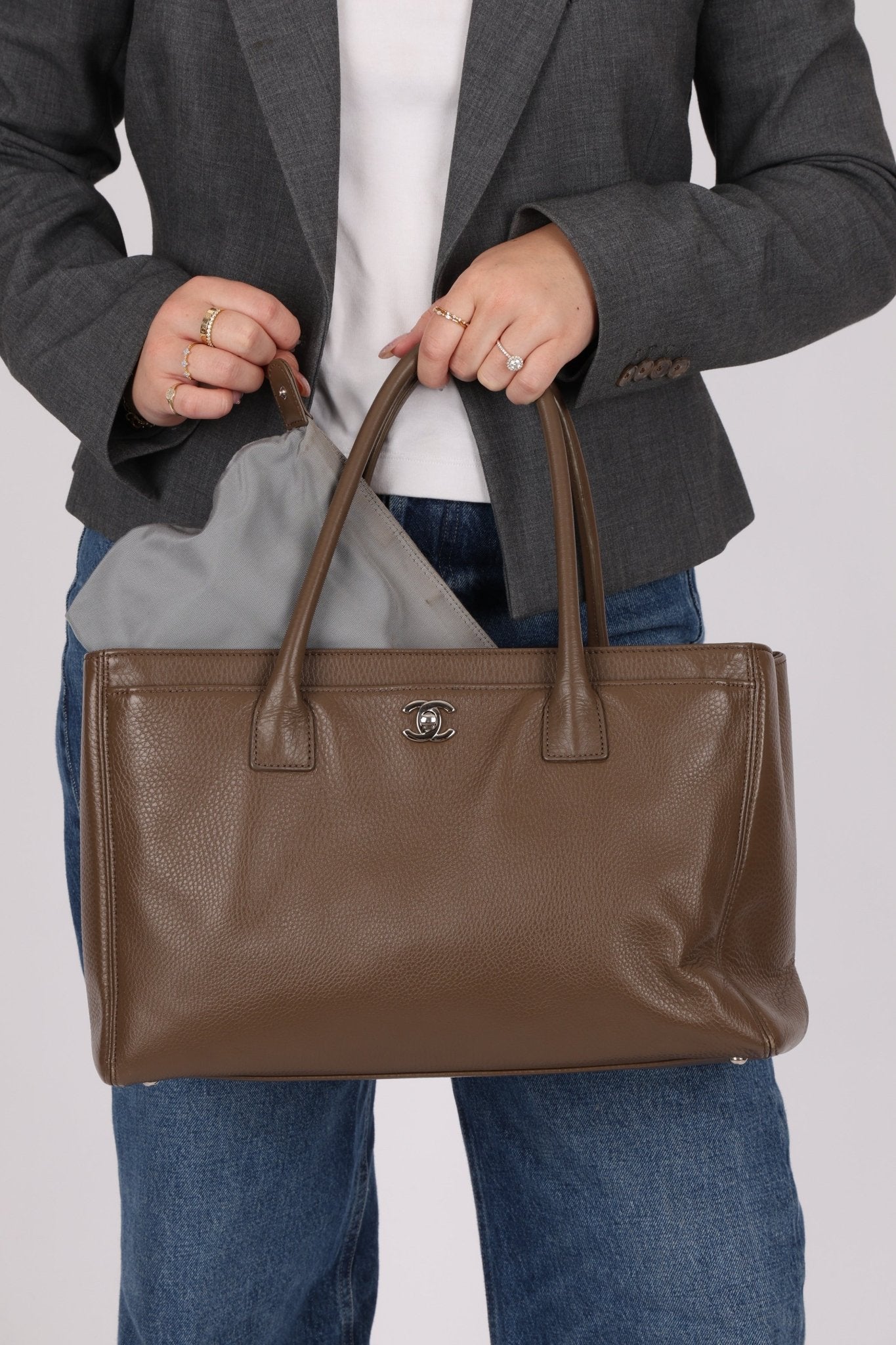 Chanel 2014 Taupe Medium Executive Tote w/ Strap - FashioNica