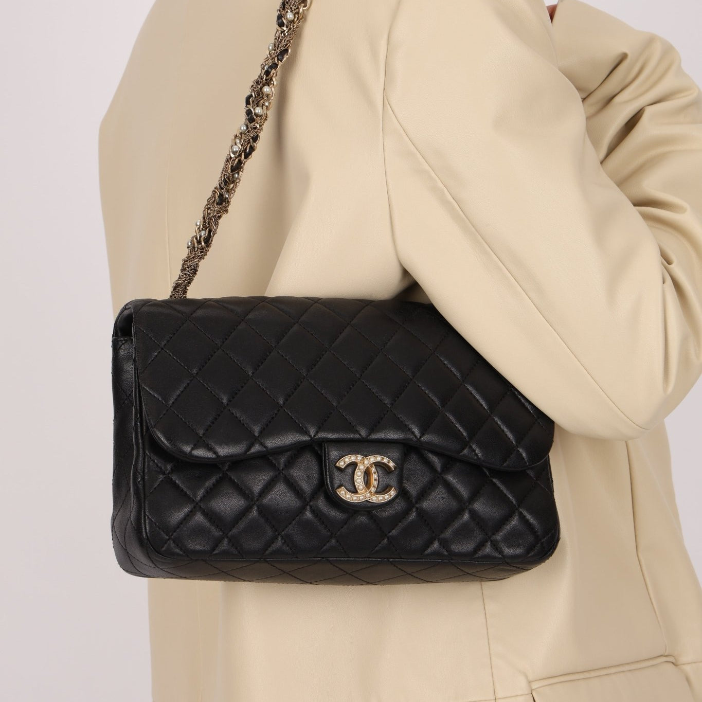 Chanel 2014 Westminster Lambskin Pearl Chain Flap - FashioNica