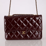 Chanel 2015 Bordeaux Eyelet Patent Wallet on Chain - FashioNica