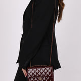 Chanel 2015 Bordeaux Eyelet Patent Wallet on Chain - FashioNica