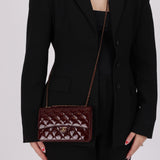 Chanel 2015 Bordeaux Eyelet Patent Wallet on Chain - FashioNica