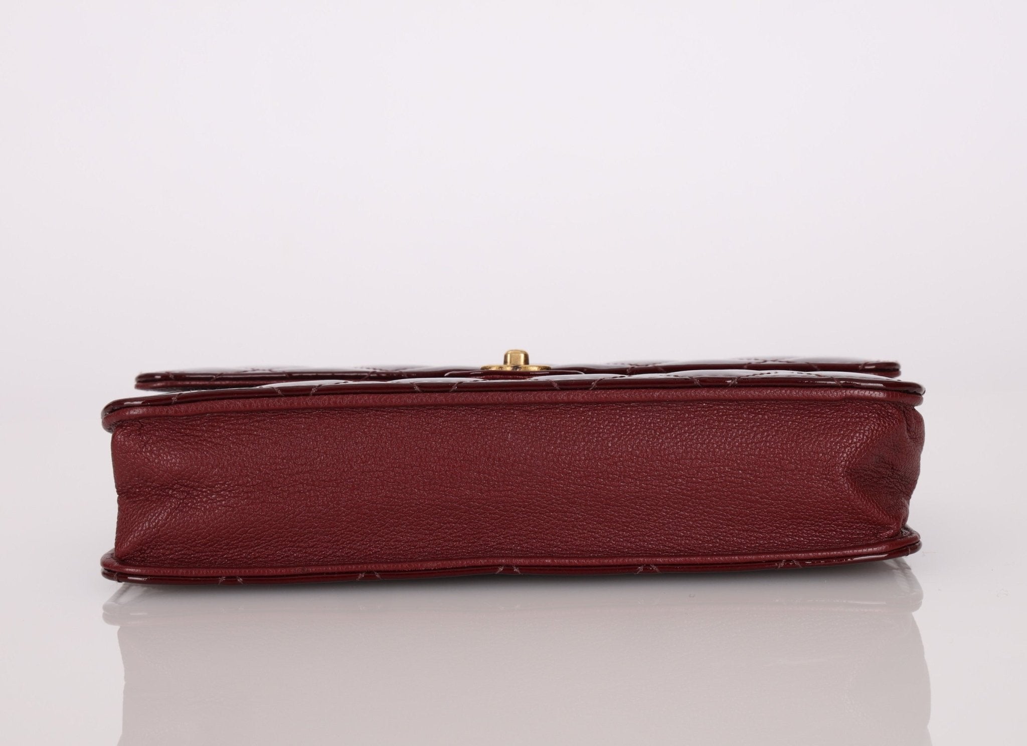 Chanel 2015 Bordeaux Eyelet Patent Wallet on Chain - FashioNica