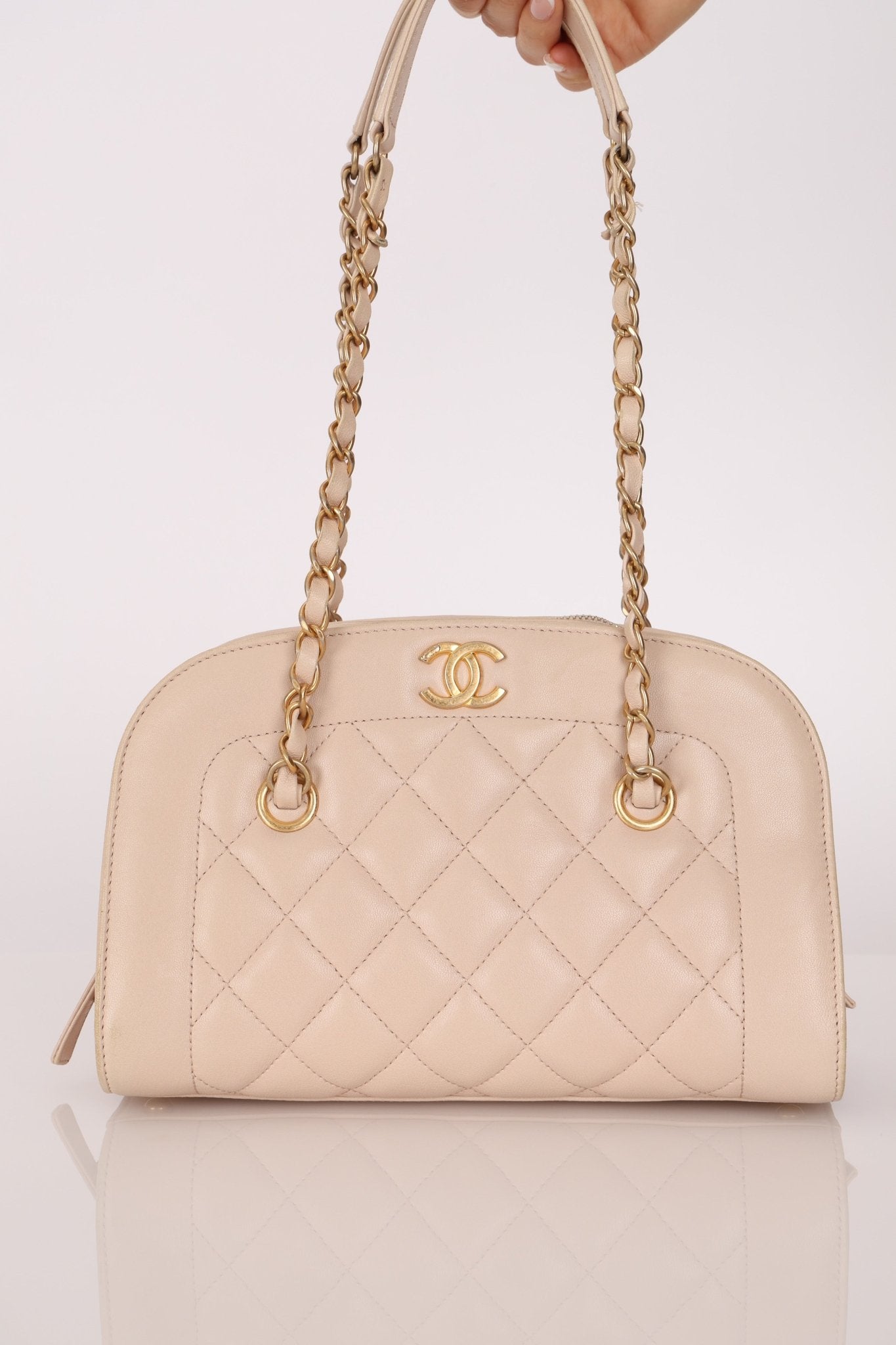 Chanel 2015 Calfskin Mademoiselle Chain Bowler Bag GHW - FashioNica