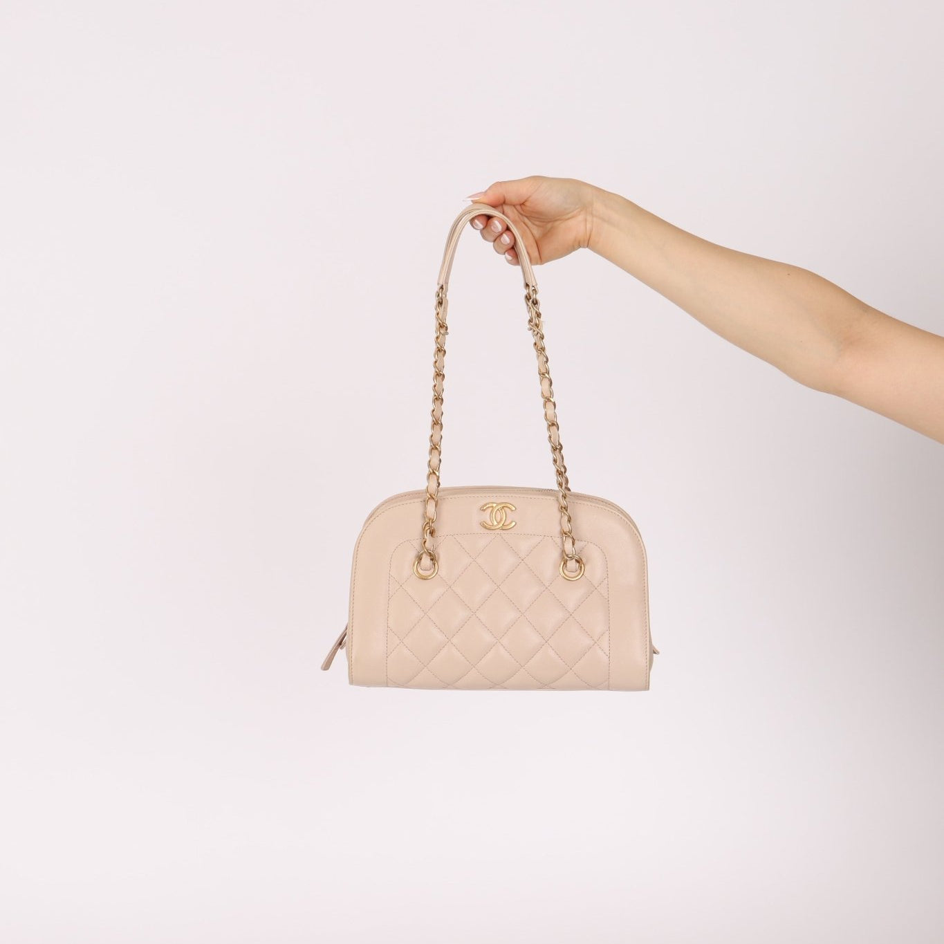 Chanel 2015 Calfskin Mademoiselle Chain Bowler Bag GHW - FashioNica