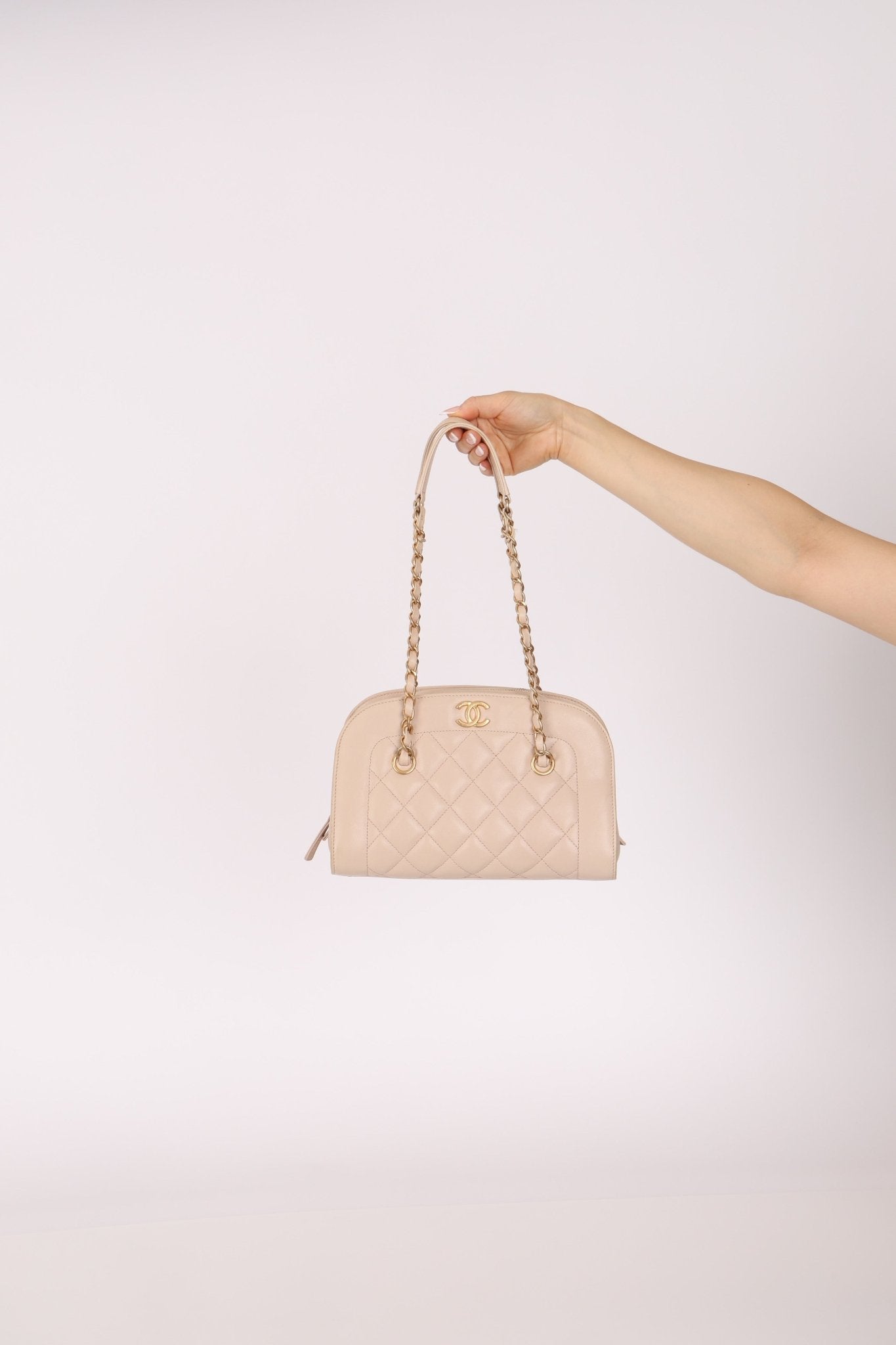 Chanel 2015 Calfskin Mademoiselle Chain Bowler Bag GHW - FashioNica