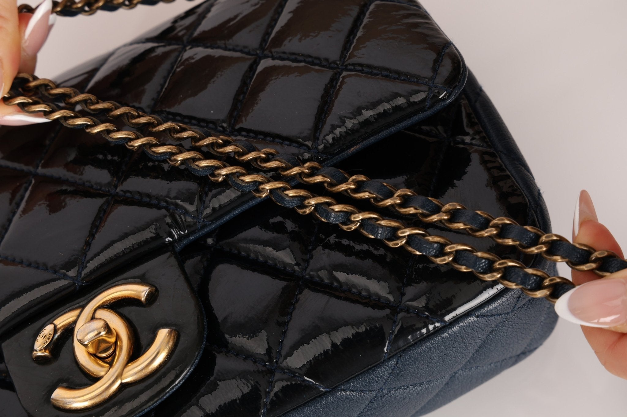 Chanel 2015 Glazed Goatskin Quilted Medium CC Eyelet Flap - FashioNica