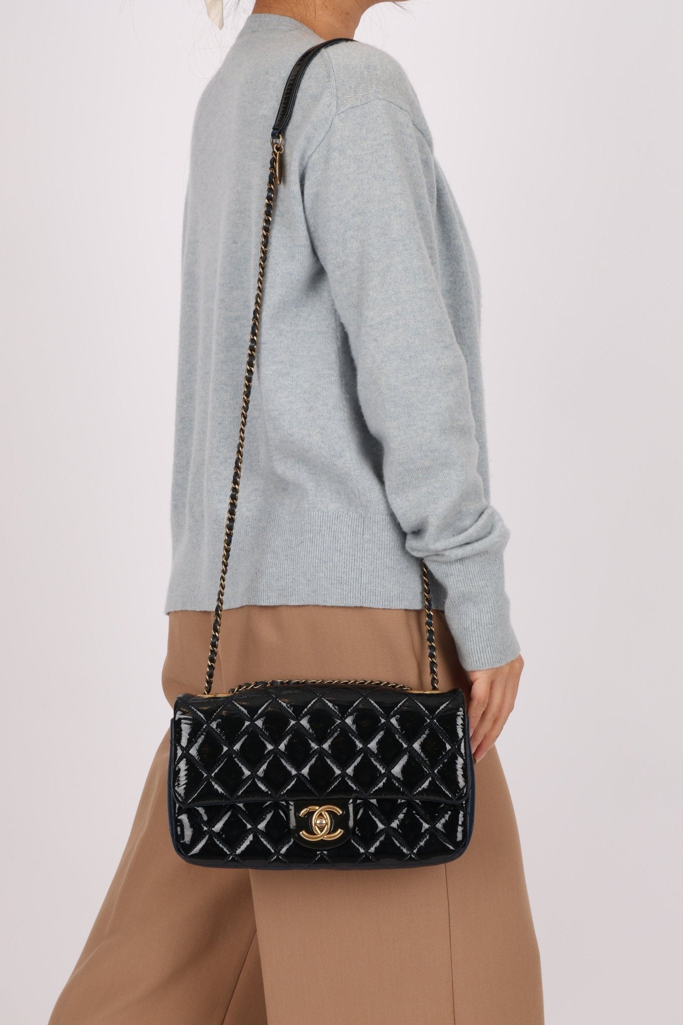 Chanel 2015 Glazed Goatskin Quilted Medium CC Eyelet Flap - FashioNica