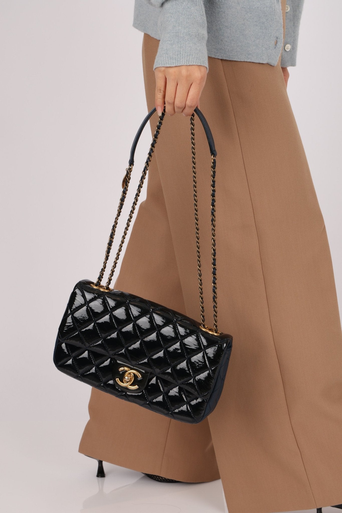 Chanel 2015 Glazed Goatskin Quilted Medium CC Eyelet Flap - FashioNica