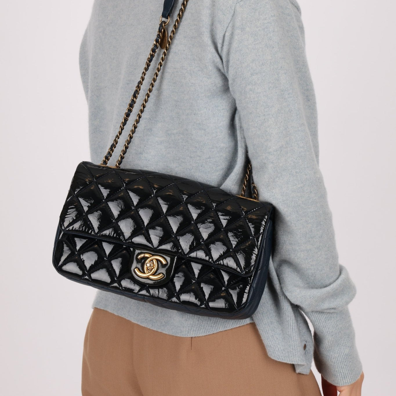 Chanel 2015 Glazed Goatskin Quilted Medium CC Eyelet Flap - FashioNica
