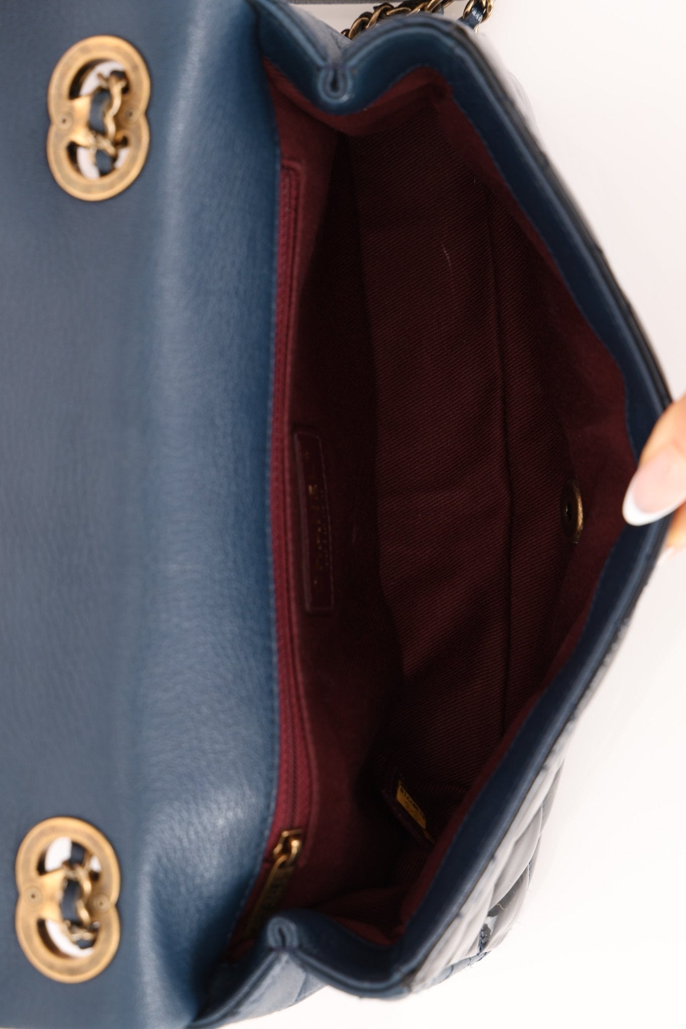 Chanel 2015 Glazed Goatskin Quilted Medium CC Eyelet Flap - FashioNica