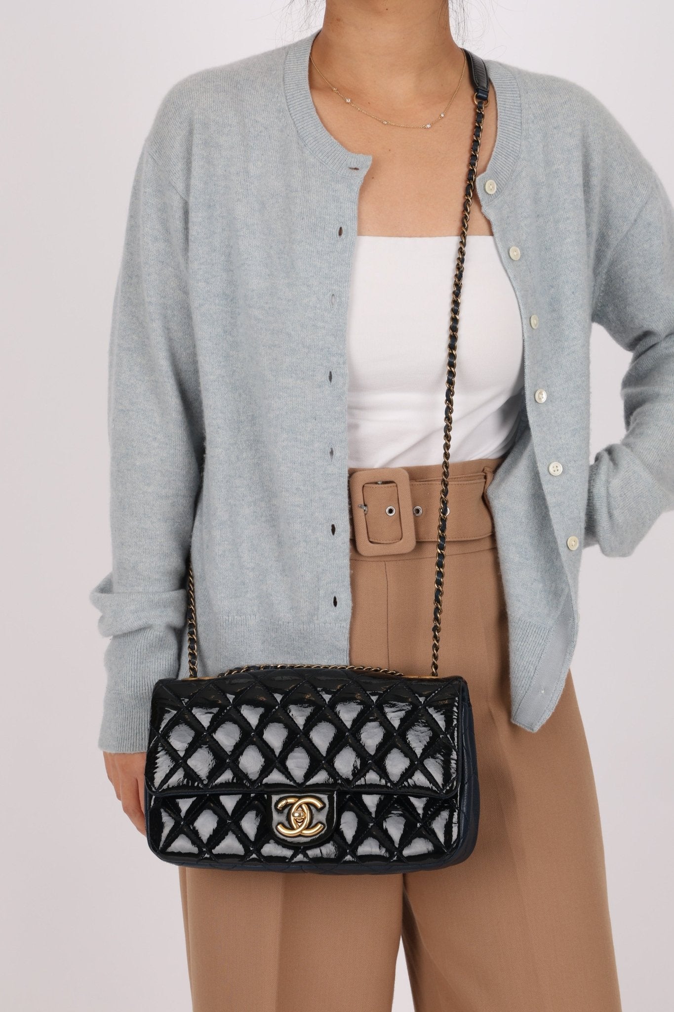 Chanel 2015 Glazed Goatskin Quilted Medium CC Eyelet Flap - FashioNica