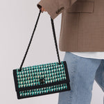 Chanel 2015 Houndstooth Tweed Single Flap - FashioNica