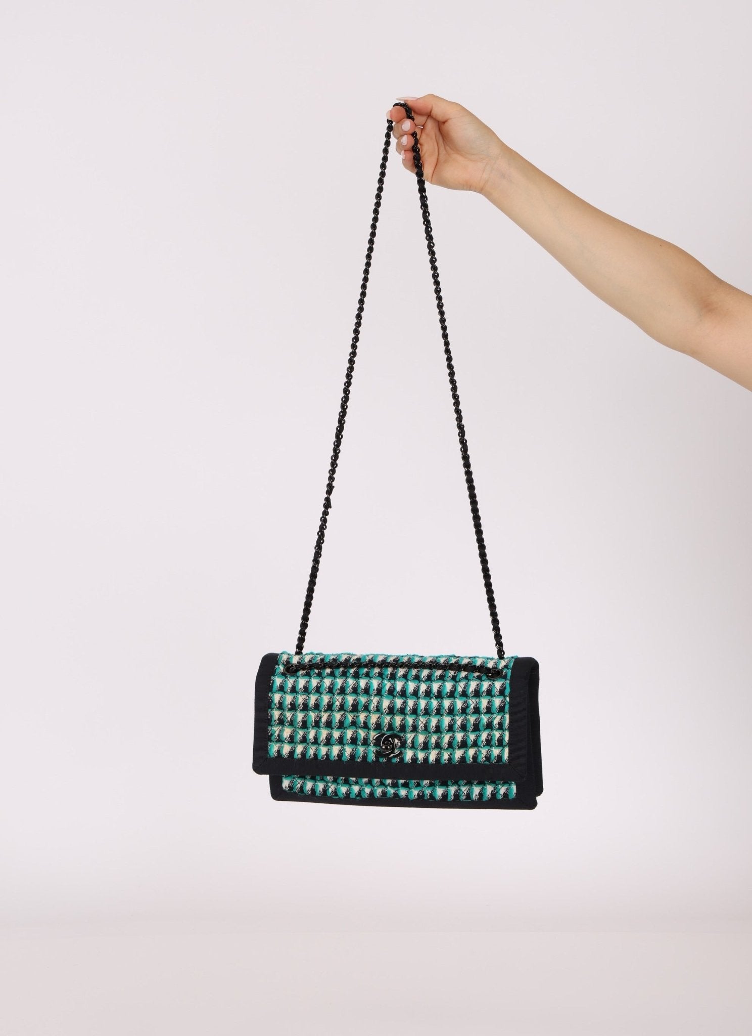 Chanel 2015 Houndstooth Tweed Single Flap - FashioNica