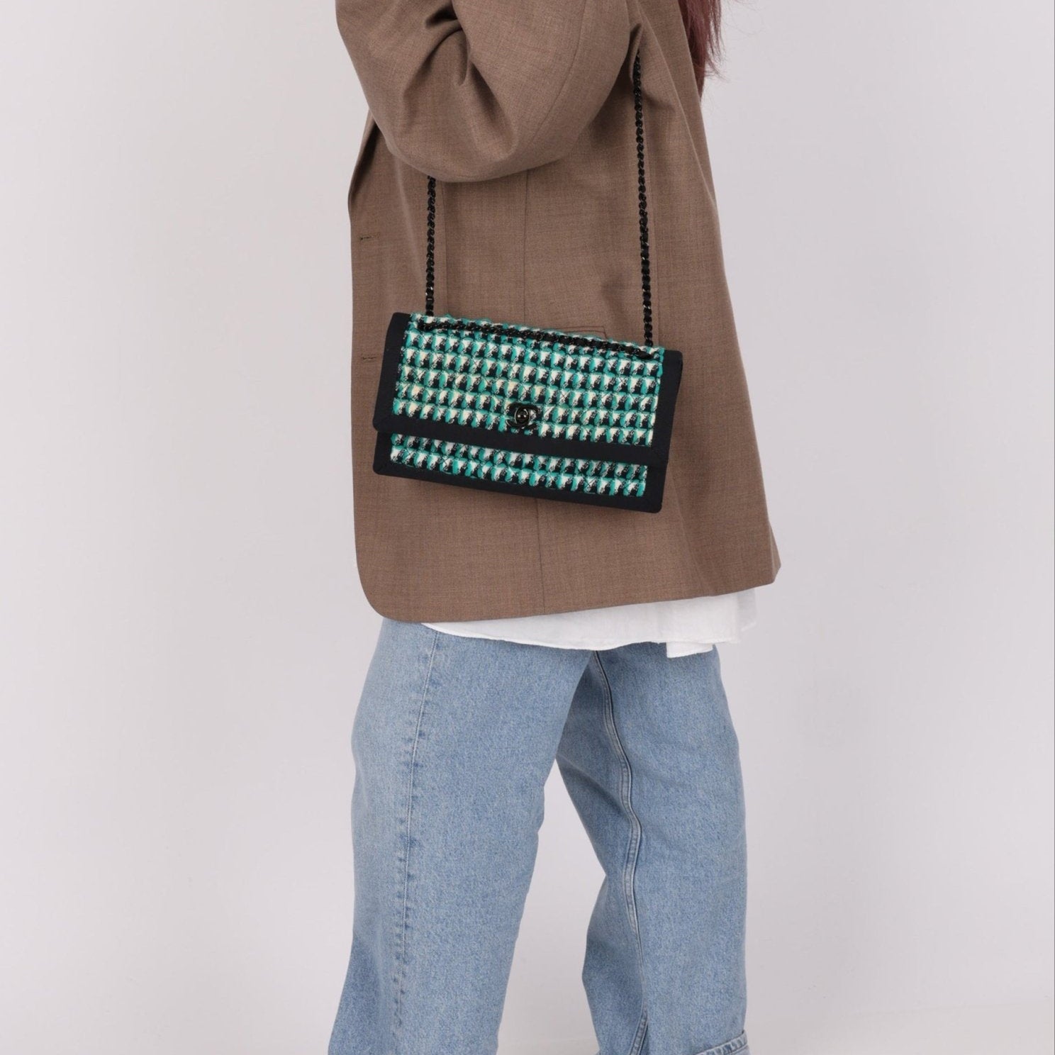 Chanel 2015 Houndstooth Tweed Single Flap - FashioNica