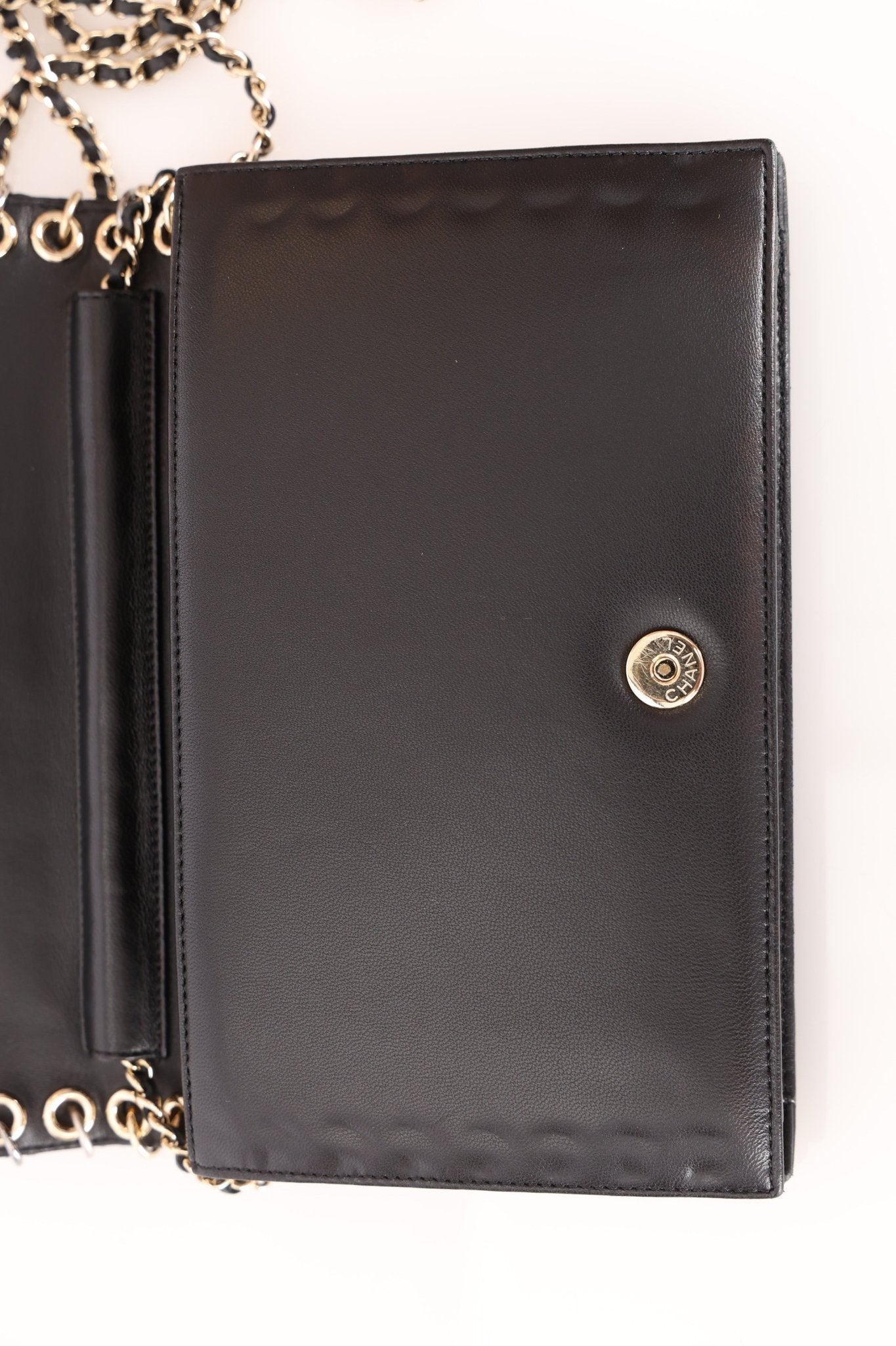 Chanel 2015 Lambskin Chocolate Bar Piercing CC Studded Mini Full Flap - FashioNica