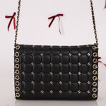 Chanel 2015 Lambskin Chocolate Bar Piercing CC Studded Mini Full Flap - FashioNica